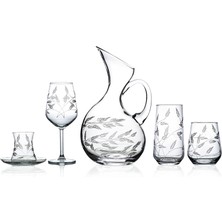 Decocia Kazaan 31 Parça Kesme Bardak Çeyiz Seti Ördek Karaflı Sürgün Desenli