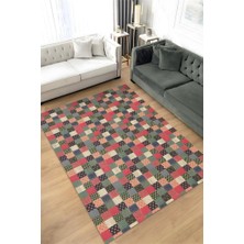 Homshtag Çiçekli Patchwork Halı Geometrik Halı Renkli Kareli Oturma Odası Halısı Çiçekli Salon Halı