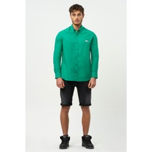 No Fear Yeşil Uzun Kollu Erkek Keten Gömlek M50090