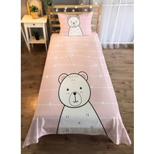 Evmila Panda Desenli Tek Kişilik Kadife Yatak Örtüsü -Pembe