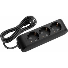 Viko Üçlü Priz 2 Metre Topraklı Siyah