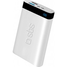 Sbs Intelligent Fast Charge 10.000MAH 2xusba + Type-C Çıkışlı LED Göstergeli 2m Type-C To Lightning Kablolu Powerbank Beyaz