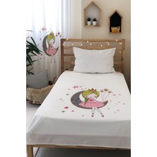 Evmila Ay ve Prenses Desenli Kadife Dekoratif Çocuk Yatak Örtüsü