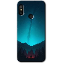 MRC İletişim Xiaomi Mi A2 Lite Kılıf Hd Desen Baskılı Arka Kapak - Night Fores Mount