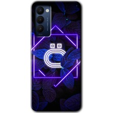 MRC İletişim Tecno Camon 18 Kılıf Hd Desen Baskılı Arka Kapak - Dark Neon Yaprak Ö Harfi