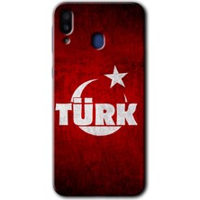 MRC İletişim Samsung Galaxy M20 Kılıf Hd Desen Baskılı Arka Kapak + Temperli Cam - Ayyıldız Türk