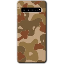 MRC İletişim Samsung Galaxy S10 Plus Kılıf Hd Desen Baskılı Arka Kapak + Temperli Cam - Kamuflaj 10