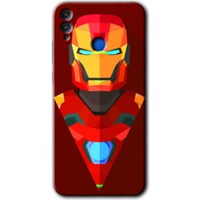 MRC İletişim Honor 8x Kılıf Hd Desen Baskılı Arka Kapak + Temperli Cam - Iron Man Çizim