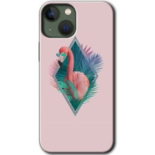 MRC İletişim iPhone 13 Kılıf Hd Desen Baskılı Arka Kapak + Temperli Cam - Flamingo