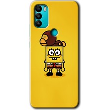 MRC İletişim General Mobile Gm 21 Plus Kılıf Hd Desen Baskılı Arka Kapak + Temperli Cam - Sünger Bob