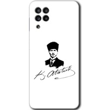 MRC İletişim Samsung Galaxy M32 Kılıf Hd Desen Baskılı Arka Kapak + Temperli Cam - Kemal Atatürk Imza