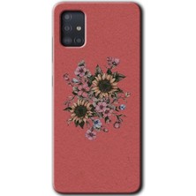 MRC İletişim Samsung Galaxy A51 Kılıf Hd Desen Baskılı Arka Kapak + Temperli Cam - Retro Çiçek