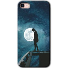 MRC İletişim iPhone Se 2020 Kılıf Hd Desen Baskılı Arka Kapak + Temperli Cam - Dolunay Yalnızlık