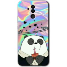 MRC İletişim Huawei Mate 20 Lite Kılıf Hd Desen Baskılı Arka Kapak + Temperli Cam - Milkshake Panda
