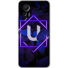 MRC İletişim Xiaomi Mi 12 Lite Kılıf Hd Desen Baskılı Arka Kapak - Dark Neon Yaprak U Harfi