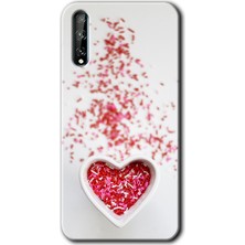 MRC İletişim Huawei Y8P Kılıf Hd Desen Baskılı Arka Kapak + Temperli Cam - Kalpli Şekerleme