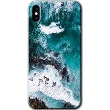 MRC İletişim iPhone x Kılıf Hd Desen Baskılı Arka Kapak + Temperli Cam - Deniz Kıyısı