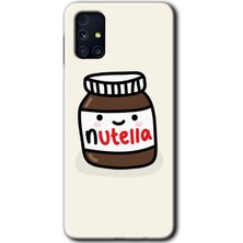 MRC İletişim Samsung Galaxy M31S Kılıf Hd Desen Baskılı Arka Kapak + Temperli Cam - Nutella Aşkım