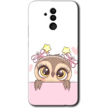 MRC İletişim Huawei Mate 20 Lite Kılıf Hd Desen Baskılı Arka Kapak + Temperli Cam - Sevimli Baykuş