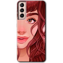 MRC İletişim Samsung Galaxy S21 Kılıf Hd Desen Baskılı Arka Kapak + Temperli Cam - Kızıl Kız