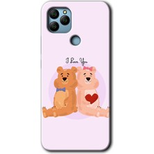 MRC İletişim General Mobile Gm 22 Plus Kılıf Hd Desen Baskılı Arka Kapak + Temperli Cam - Sevgili Ayıcık