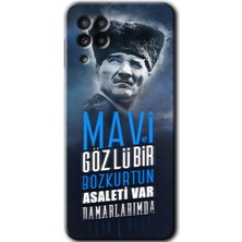 MRC İletişim Samsung Galaxy M22 Kılıf Hd Desen Baskılı Arka Kapak + Temperli Cam - Bozkurt Atatürk