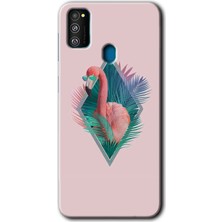 MRC İletişim Samsung Galaxy M30S Kılıf Hd Desen Baskılı Arka Kapak + Temperli Cam - Flamingo