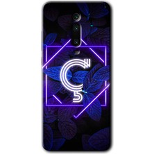 MRC İletişim Xiaomi Mi 9t Kılıf Hd Desen Baskılı Arka Kapak - Dark Neon Yaprak Ç Harfi