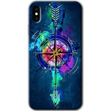 MRC İletişim iPhone x Kılıf Hd Desen Baskılı Arka Kapak + Temperli Cam - Gizemli Pusula