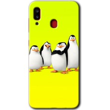 MRC İletişim Samsung Galaxy A20 Kılıf Hd Desen Baskılı Arka Kapak + Temperli Cam - Penguenler