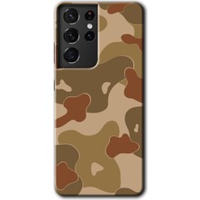 MRC İletişim Samsung Galaxy S21 Ultra Kılıf Hd Desen Baskılı Arka Kapak + Temperli Cam - Kamuflaj 10