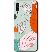 MRC İletişim Samsung Galaxy A30S Kılıf Hd Desen Baskılı Arka Kapak + Temperli Cam - Vektör Çiçekler