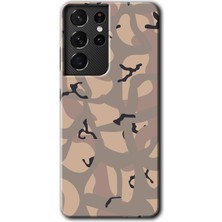 MRC İletişim Samsung Galaxy S21 Ultra Kılıf Hd Desen Baskılı Arka Kapak + Temperli Cam - Kamuflaj 6
