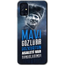 MRC İletişim Samsung Galaxy M31S Kılıf Hd Desen Baskılı Arka Kapak + Temperli Cam - Bozkurt Atatürk
