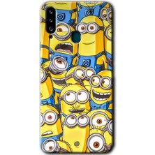 MRC İletişim Samsung Galaxy A20S Kılıf Hd Desen Baskılı Arka Kapak + Temperli Cam - Minion Ordusu