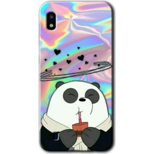 MRC İletişim Samsung Galaxy A10 Kılıf Hd Desen Baskılı Arka Kapak + Temperli Cam - Milkshake Panda