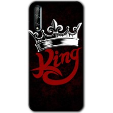 MRC İletişim Huawei P Smart S Kılıf Hd Desen Baskılı Arka Kapak + Temperli Cam - King