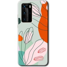MRC İletişim Huawei P40 Pro Kılıf Hd Desen Baskılı Arka Kapak + Temperli Cam - Vektör Çiçekler