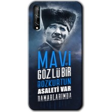 MRC İletişim Huawei P Smart S Kılıf Hd Desen Baskılı Arka Kapak + Temperli Cam - Bozkurt Atatürk