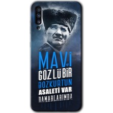MRC İletişim Samsung Galaxy A50 Kılıf Hd Desen Baskılı Arka Kapak + Temperli Cam - Bozkurt Atatürk