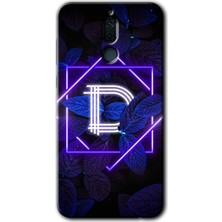 MRC İletişim Huawei Mate 10 Lite Kılıf Hd Desen Baskılı Arka Kapak + Temperli Cam - Dark Neon Yaprak D Harfi