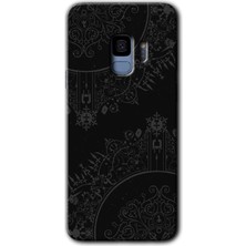 MRC İletişim Samsung Galaxy S9 Kılıf Hd Desen Baskılı Arka Kapak + Temperli Cam - Siyah Mandala