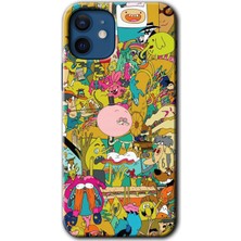 MRC İletişim iPhone 12 Mini Kılıf Hd Desen Baskılı Arka Kapak + Temperli Cam - Süper Çizgi Kahramanlar 2