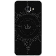 MRC İletişim Samsung Galaxy C9 Pro Kılıf Hd Desen Baskılı Arka Kapak + Temperli Cam - Siyah Mandala 1