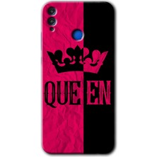 MRC İletişim Honor 8c Kılıf Hd Desen Baskılı Arka Kapak + Temperli Cam - Queen