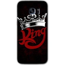 MRC İletişim Samsung Galaxy S7 Edge Kılıf Hd Desen Baskılı Arka Kapak + Temperli Cam - King