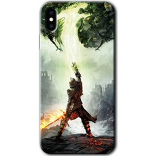 MRC İletişim iPhone Xs Max Kılıf Hd Desen Baskılı Arka Kapak + Temperli Cam - Dragon Hunter
