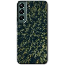 MRC İletişim Samsung Galaxy S22 Plus Kılıf Hd Desen Baskılı Arka Kapak + Temperli Cam - Çam Ağacı Ormanı