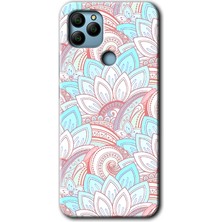 MRC İletişim General Mobile Gm 22 Kılıf Hd Desen Baskılı Arka Kapak + Temperli Cam - Çin Mandala 1