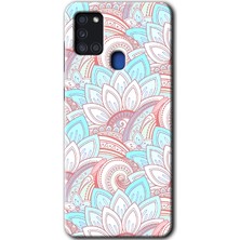 MRC İletişim Samsung Galaxy A21S Kılıf Hd Desen Baskılı Arka Kapak + Temperli Cam - Çin Mandala 1